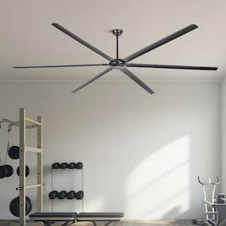Ceiling Fan Modern 120" Industrial 6-Blade Black Metal