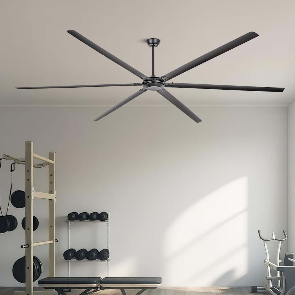Ceiling Fan Modern 120" Industrial 6-Blade Black Metal
