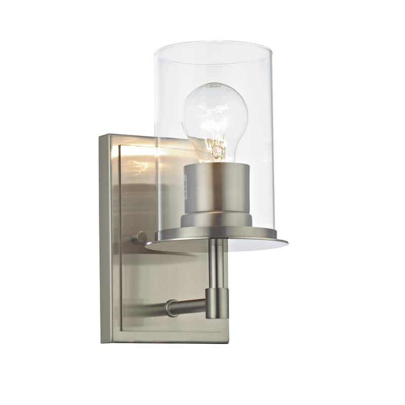 Tamsin Brushed Nickel 1-Light Clear Cylinder Glass Wall Sconce