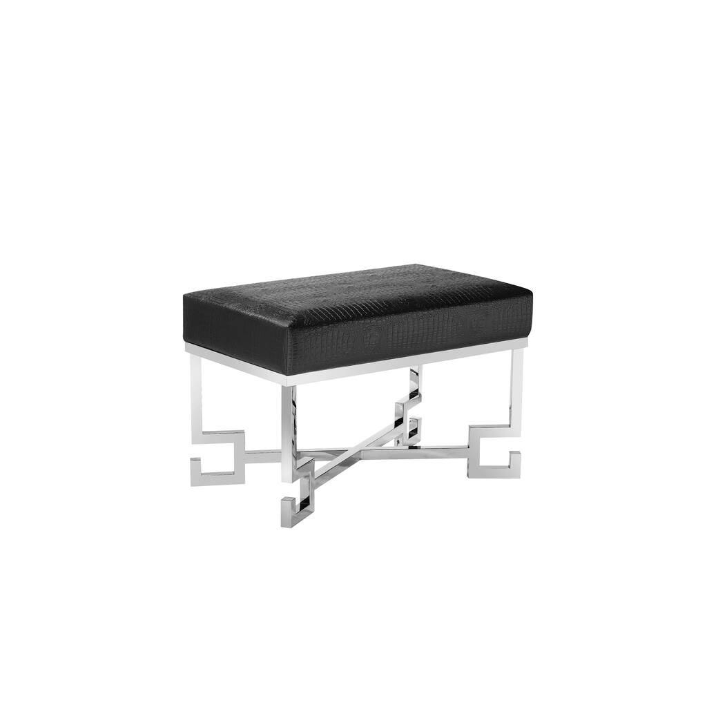 Sophia Stool in High Polish Steel and Faux Black Gator