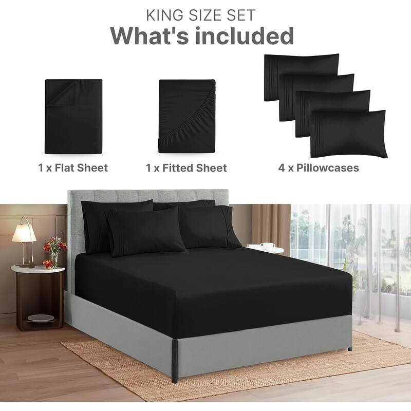 CGK Linens 6 Piece Extra Deep Pocket Microfiber Hotel Luxury Bed Sheets Set