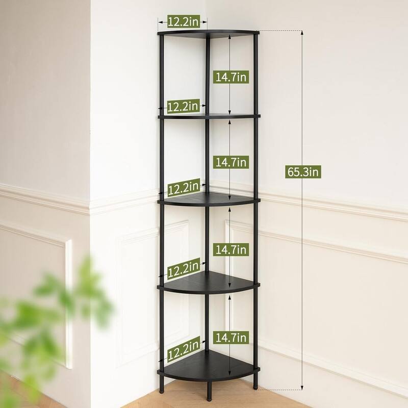 5-Tier Bookshelf, 65" Tall Shelves