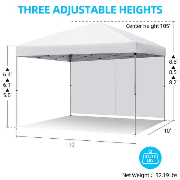 VEVOR Pop Up Canopy Tent, 10 X 10 FT, Outdoor Patio Gazebo Tent With