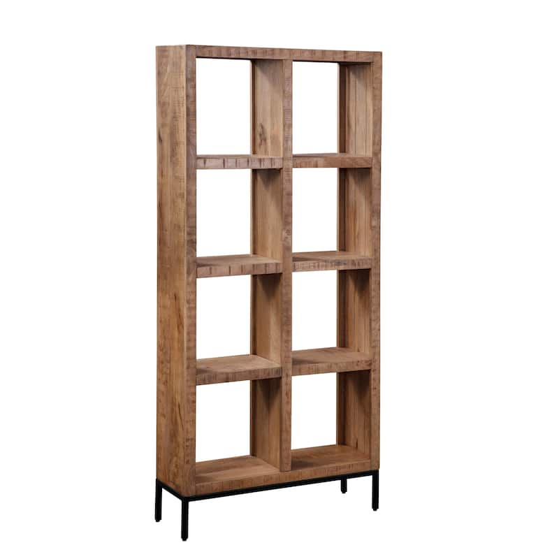 Jordan Brown Wood Open Shelf Etagere Bookcase