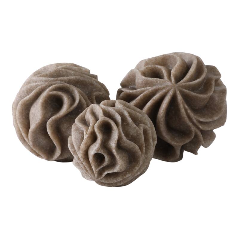 Modern Polyresin Decorative Orbs with Sculpted Detailing (Set of 3) - 6" x 6" x 6"