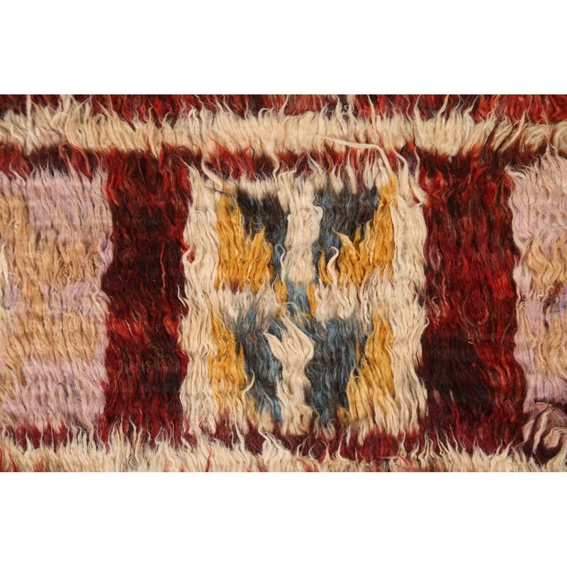 Hand Knotted Oriental 100% Wool Carpet Modern Tribal Red Moroccan Area Rug - 9' 7'' X 6' 8''