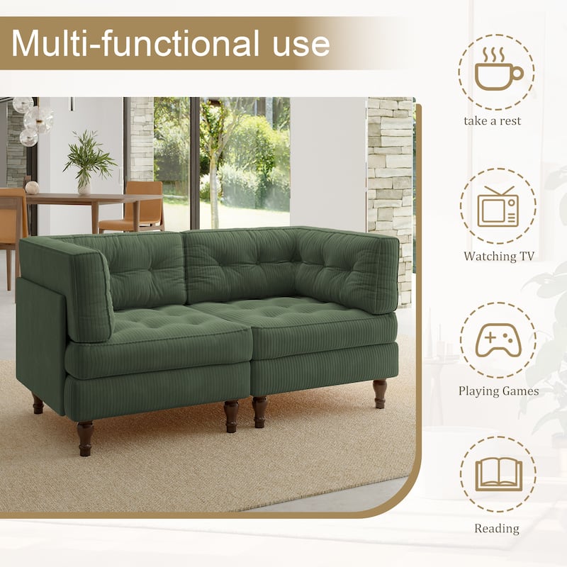 Oversized Sofa Corduroy Tufted Modular Sectional Set