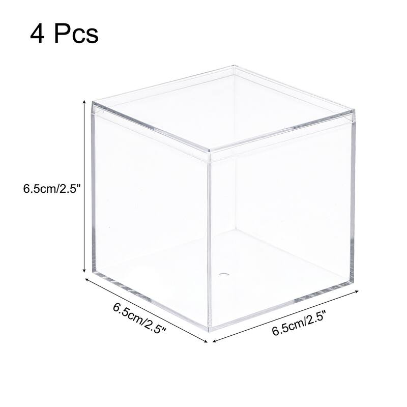 Acrylic Storage Box Square Display Case with Lid, Container Box - Clear - 6.1x6.1x6.1cm