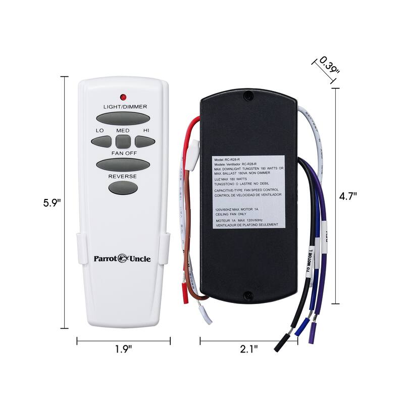White 3-Speed Universal Ceiling Fan Remote Control with Wall Holder