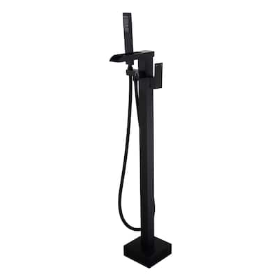 Floor Mounted Tub Faucet High Flow Freestanding Tub Filler Faucet with Handheld Shower Head