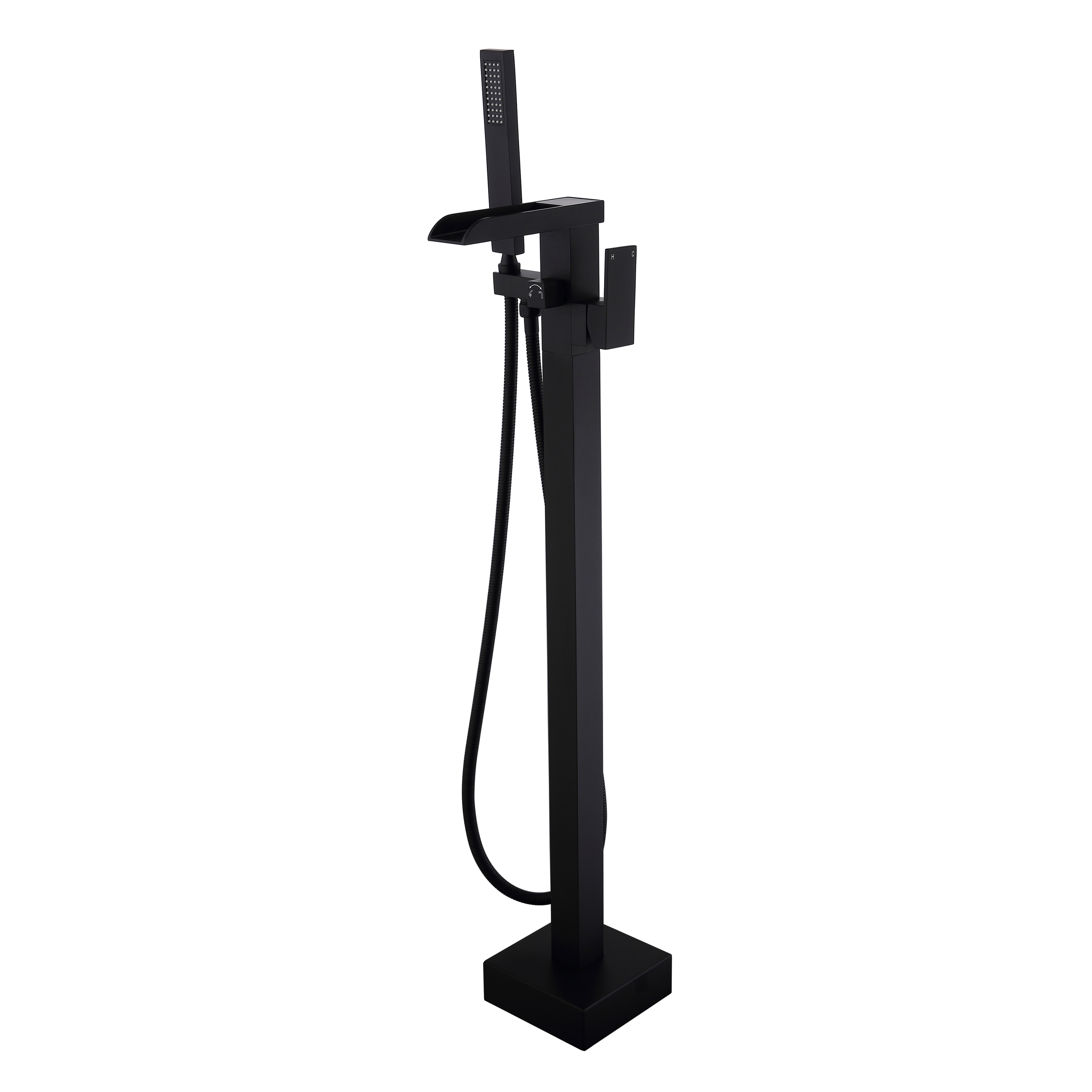 Freestanding Bathtub Faucet Tub Filler Matte Black Floor Mount Bathroom Faucets Single Handle with Hand Shower
