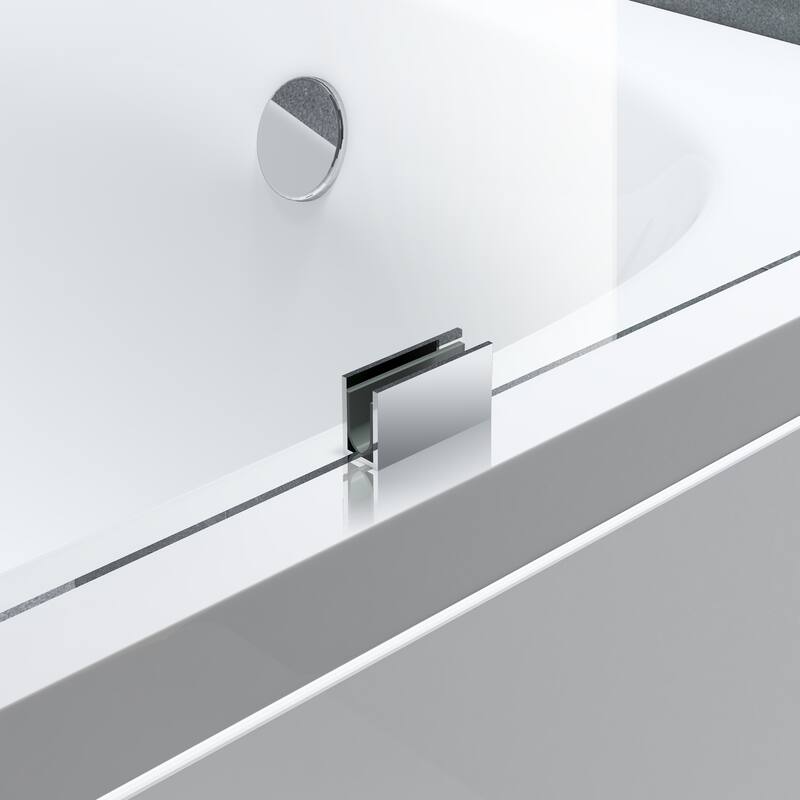FELYL 48-inch Hinged Frameless Tub Door with Heat Soaking Process and Protective Coating Clear Glass