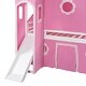 preview thumbnail 12 of 11, Twin Size Loft Bed with Slide Tent & Tower, Playhouse with Window,Pink