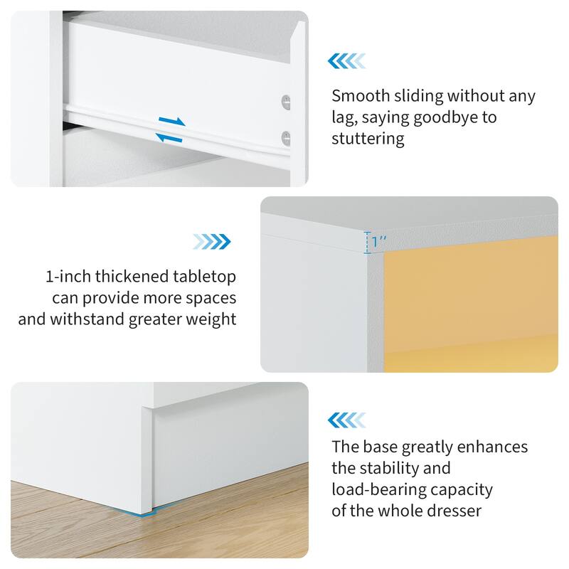 Modern 6-Drawer Dresser with LED Lights and Power Outlet, Storage Chest with Charging Station