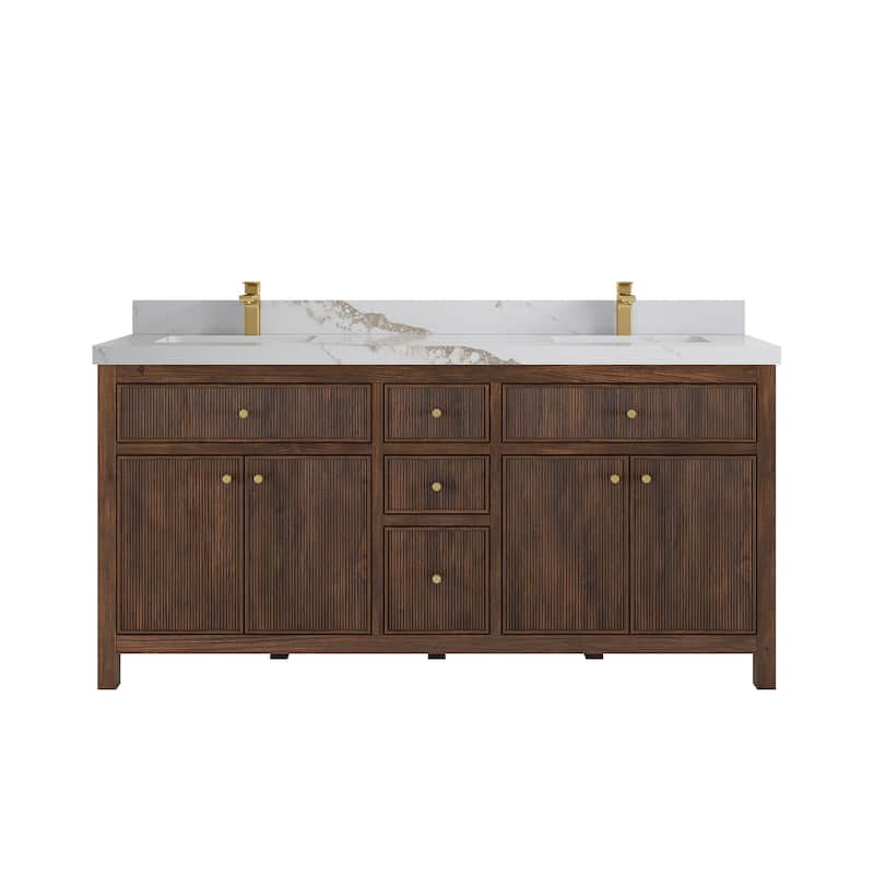 Willow Collections 72 in. W x 22 in. D Sonoma Teak Double Sink Bathroom Vanity with Countertop