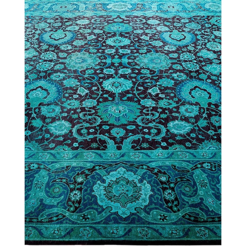Fine Vibrance, One-of-a-Kind Hand-Knotted Area Rug - Green, 9' 3" x 12' 2" - 9' 3" x 12' 2"