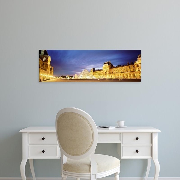 Easy Art Prints Panoramic Images's 'Light Illuminated In The Museum, Louvre Pyramid, Paris, France' Premium Canvas Art