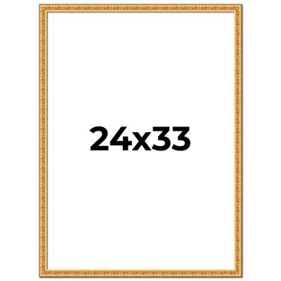 24x33 Frame Gold Real Wood Picture Frame Width 1 inches | Interior