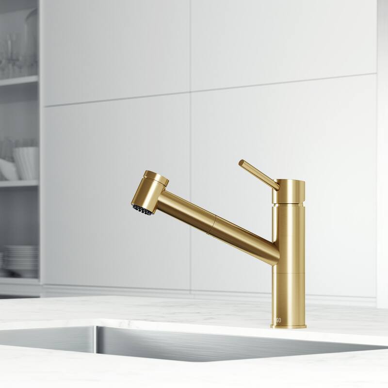 VIGO Branson 9" H Single Handle Pull-Out Sprayer Kitchen Faucet