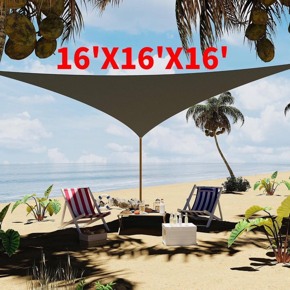 16'X16'X16' Triangle Sun Shade Sail Shade Cloth, Sunshade for Patio, Backyard, Deck, Garden, Sand