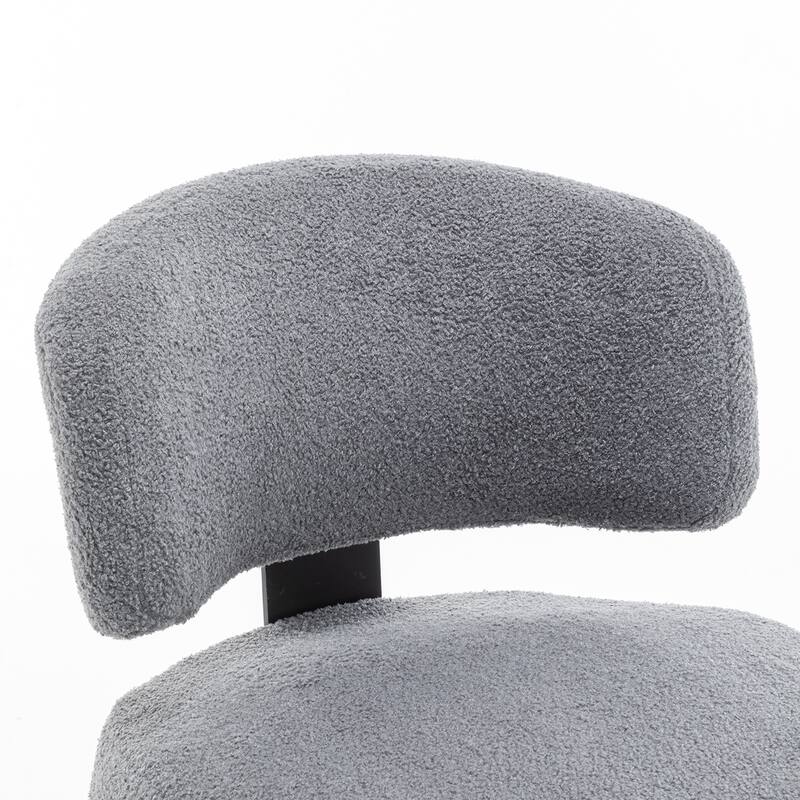 SEYNAR Modern Armless Faux Sherpa Accent Chair with Metal Legs