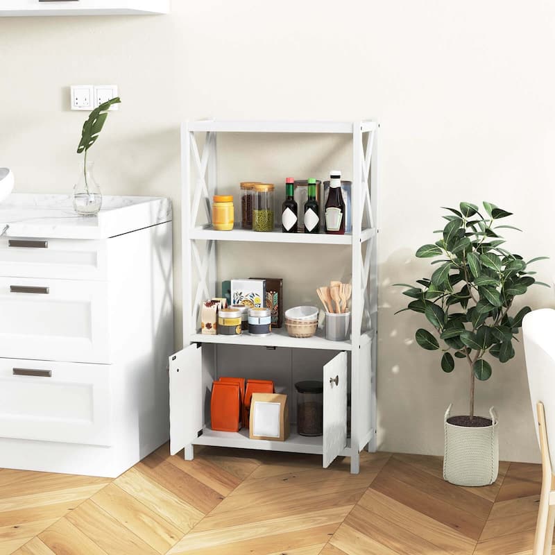 Costway Bathroom Storage Cabinet with Open Shelves & Double Doors - See Details
