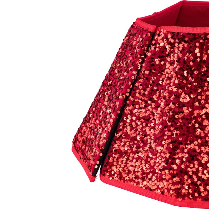 26" Red Sequins Hexagonal Christmas Tree Collar