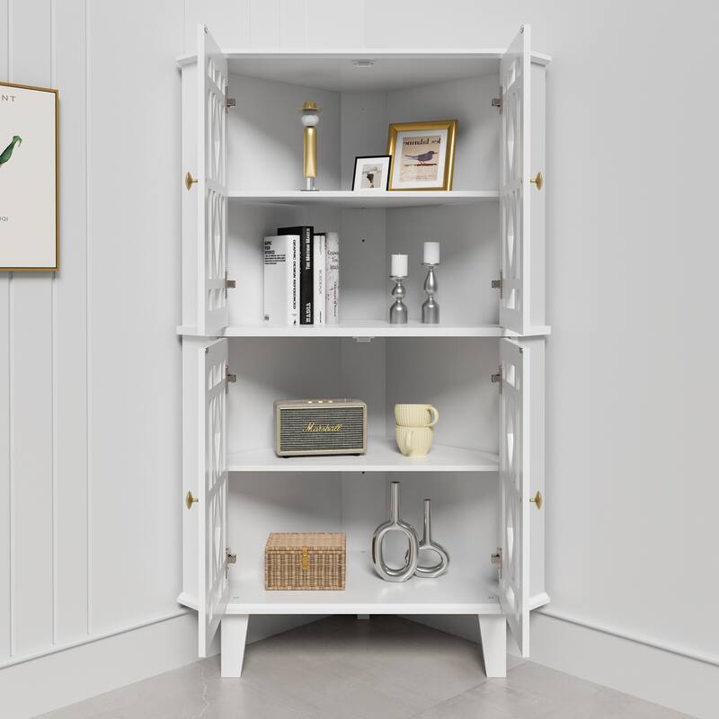 Corner Sideboard Cabinet Free-Standing Corner Storage Organizer