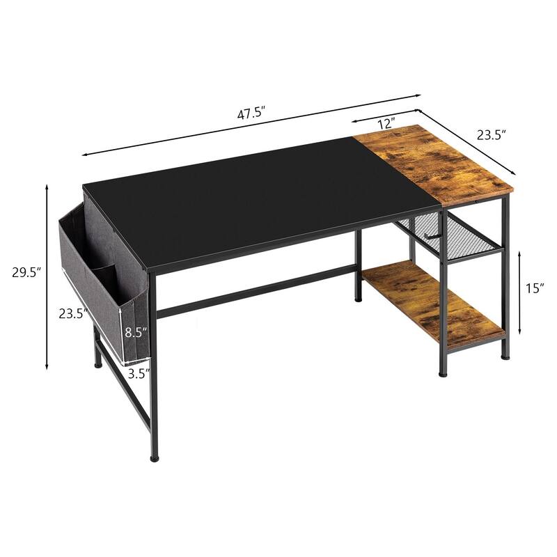 Homall Home Office Desk Study Writing Desk with Storage Bag and Shelf