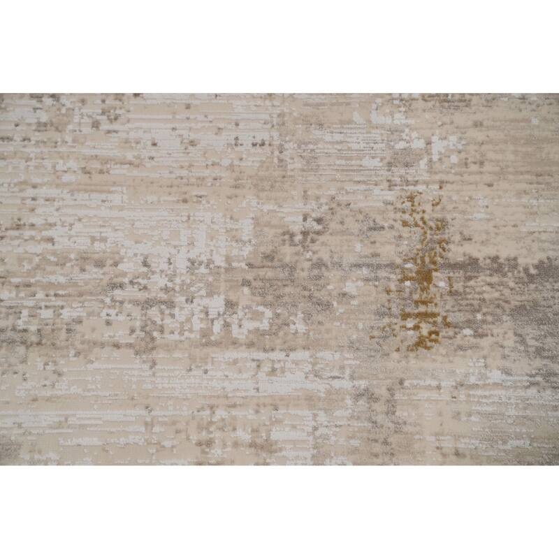 Machine Made Oriental Polyester Carpet Modern Abstract Beige & Ivories Abstract Area Rug - 7' 5'' X 5' 2''