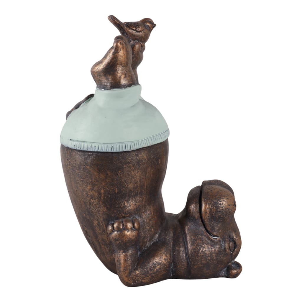 Polyresin Garden Statuary Hippo Headstand with Bird - 17" Bronze