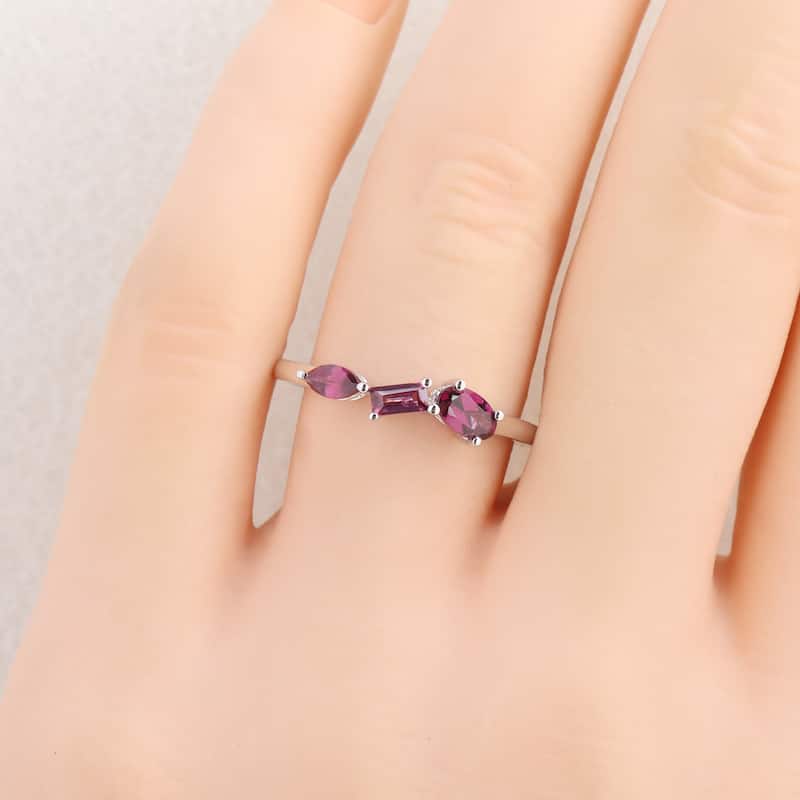 Miadora Multi-Gem Three Stone Ring Sterling Silver