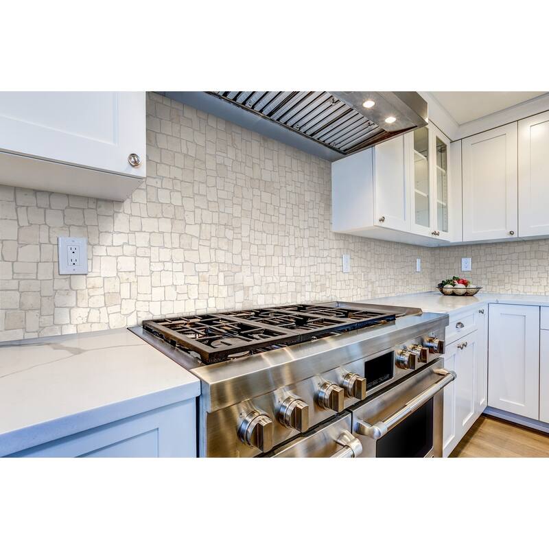 Block Mosaic 11 in. x 11 in. Marble Mesh-Mounted Mosaic Wall and Floor Tile