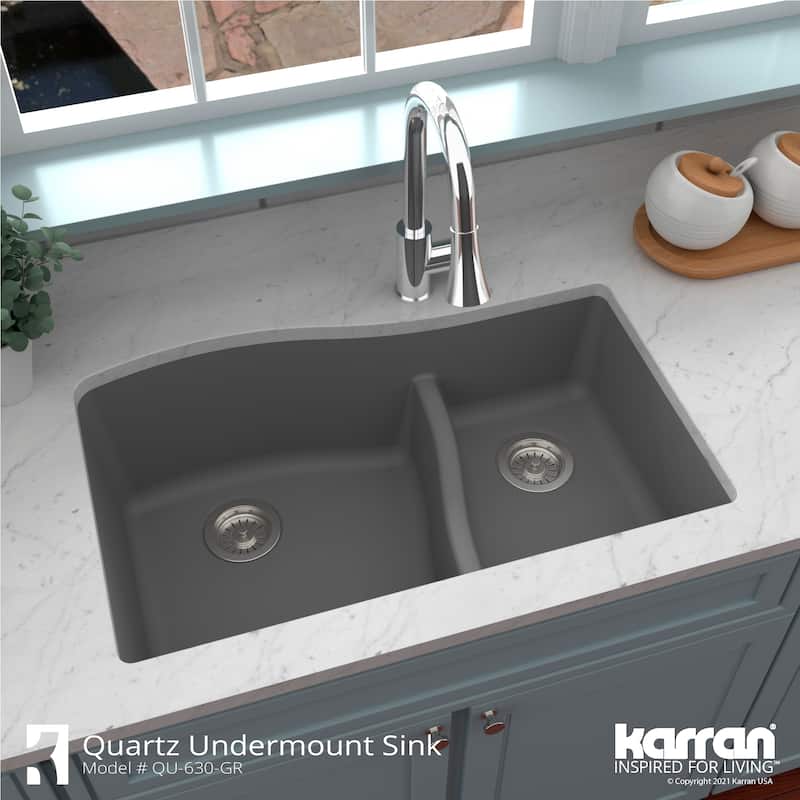 Karran Undermount Quartz Double-bowl Kitchen Sink