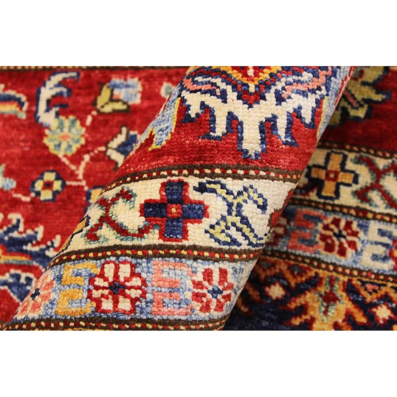 Southwestern Super Kazak Nyla Blue/Red Hand Knotted Wool Rug - 8'9'' x 12'4''