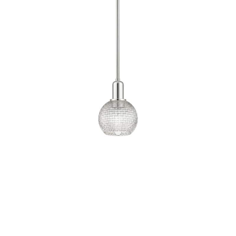 Innovations Lighting 716-1S-9-6 Athens Pendant Athens 6" Wide Mini - Polished Nickel / Clear Basketweave