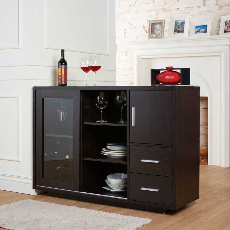 DH BASIC Modern Cappuccino Buffet with Wine Grid by Denhour - Cappuccino
