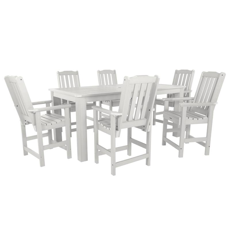 HIGHWOOD 7-Piece Outdoor Dining Set - 42" x 84" Table, Counter-height - White