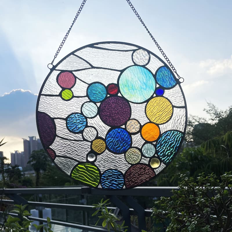 Bubbles 13" Round Window Panel/ Suncatcher