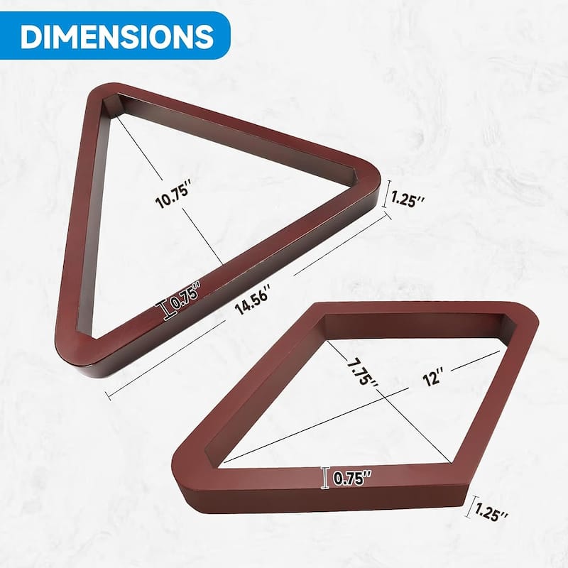 GSE™ Heavy-Duty Mahogany Solid Wood Billiard 8-Ball Triangle/9-Ball Diamond Pool Ball Racks for 2-1/4" Pool Balls