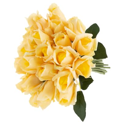 Pure Garden 24Pc Rose Artificial Flowers, Yellow