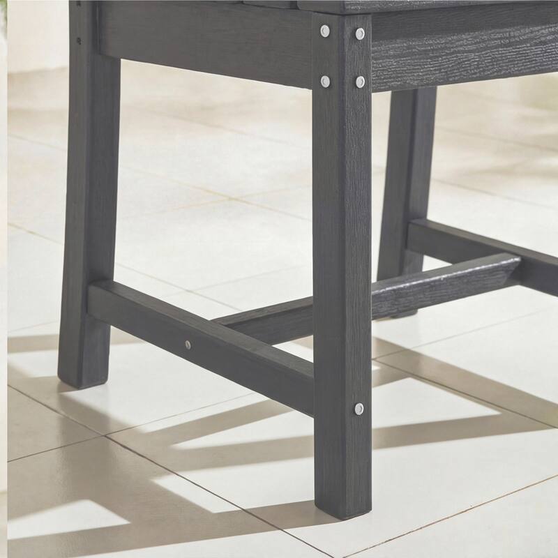 Set of 2 Outdoor Dining Chairs with Armrests, HDPE All Weather Patio Chairs, Waterproof UV Resistant Wood Grain Armchai