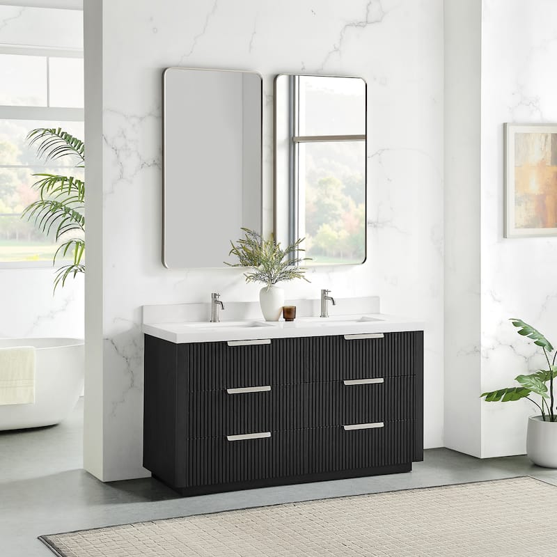 Santarem Double Vanity with Pure White Quartz Stone Top without Mirror