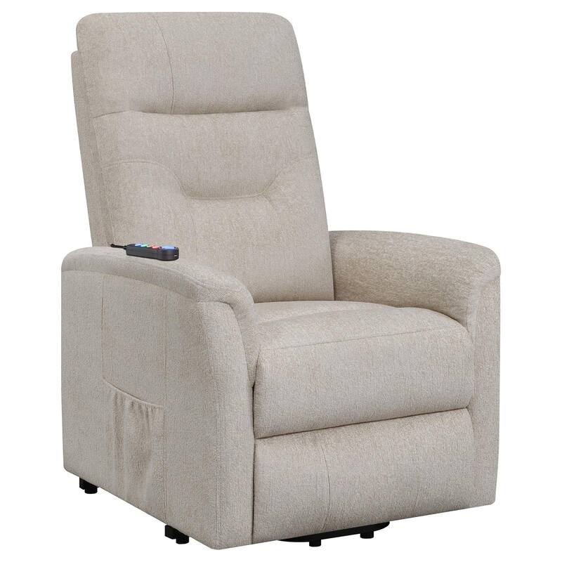 Chenille Power Lift Recliner with Lumbar Heat, Massage, USB Charging