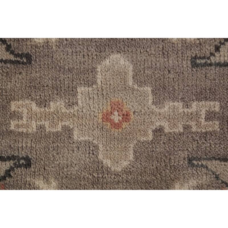 Gray Oushak Indian Runner Rug Hand-Knotted Wool Carpet - 6'0" x 18'0"