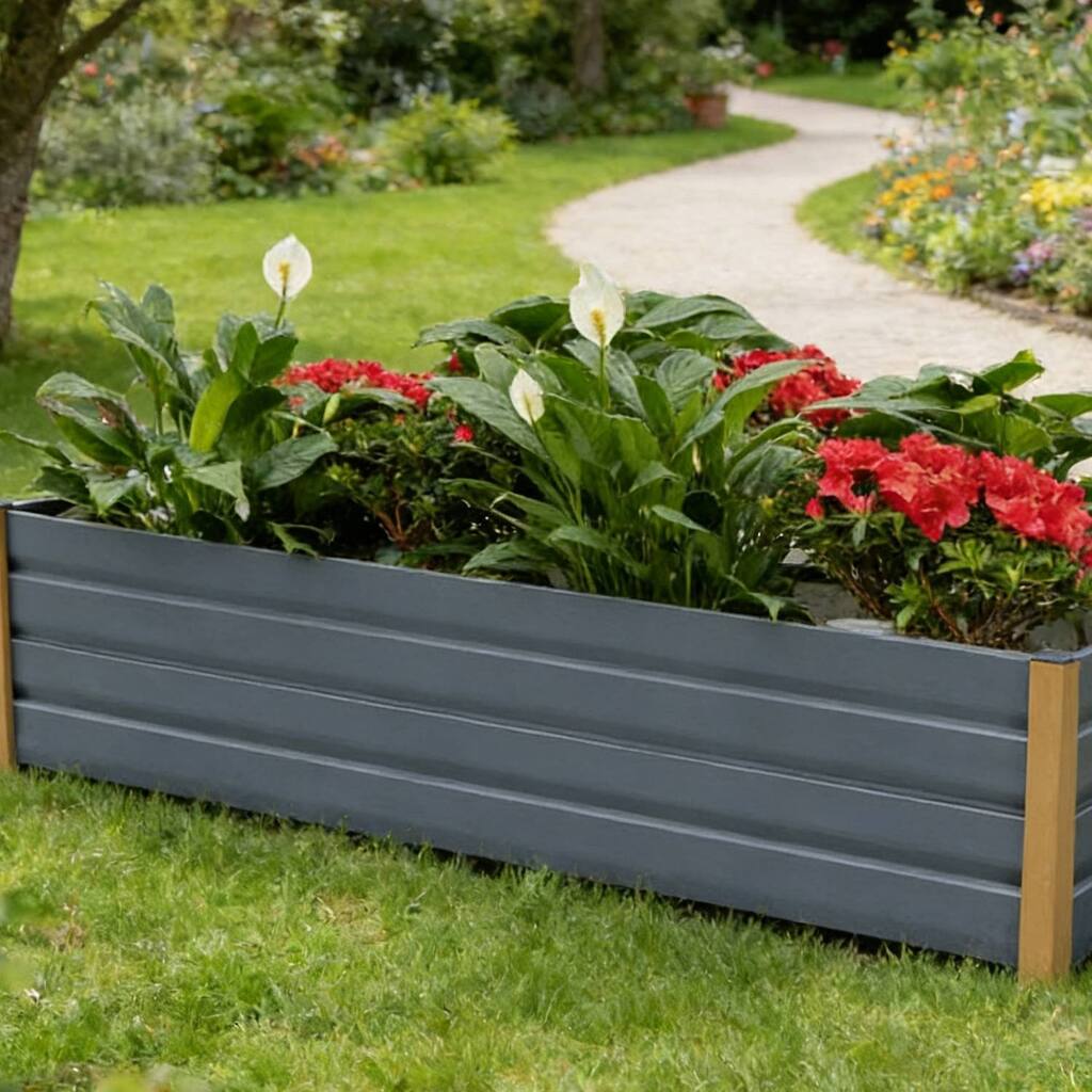 94.49" Durable Steel Planting Bed, Raised Garden Bed for Gardens, Vegetables, Herbs & Flowers - N/A