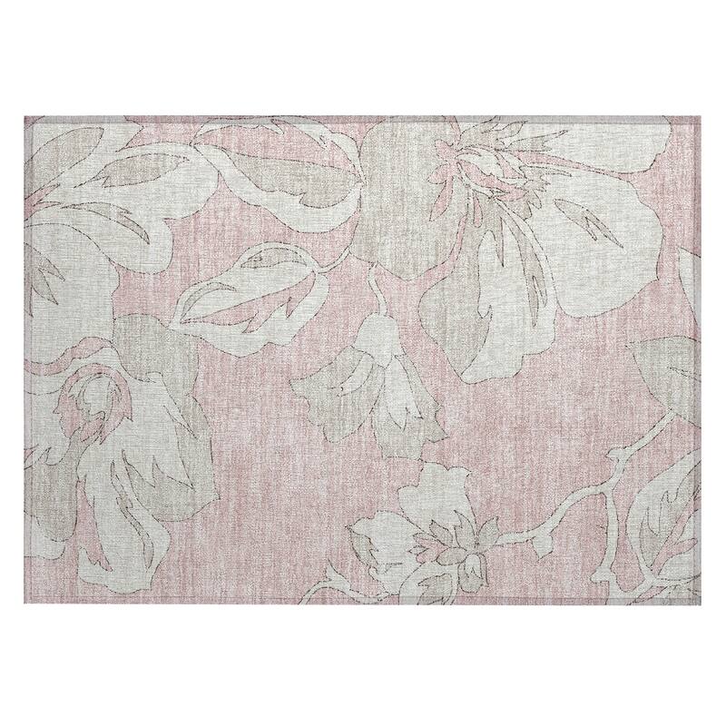 Machine Washable Indoor/ Outdoor Chantille Floral Contemporary Rug