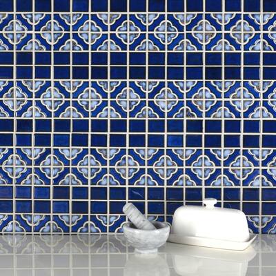 Merola Tile Tower Cobalt Delta 12" x 12.5" Porcelain Mosaic Tile