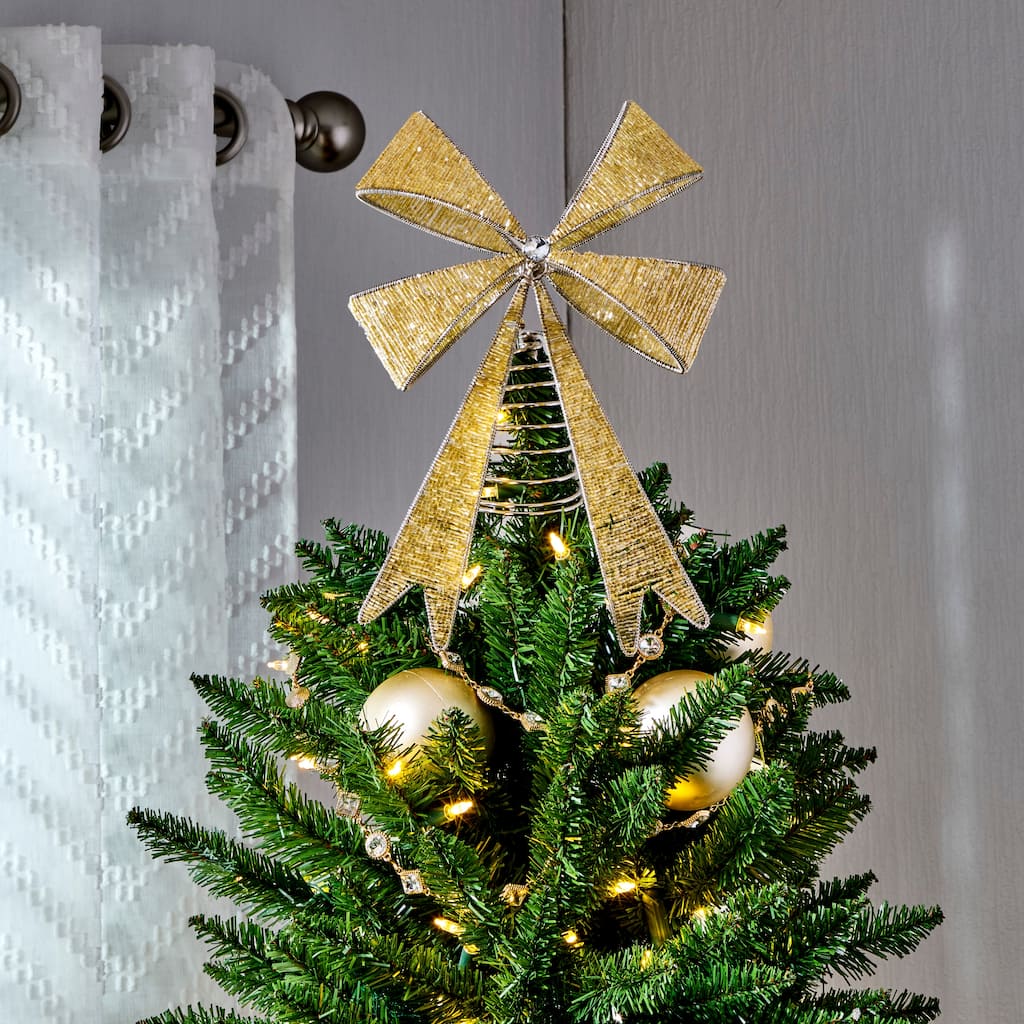 11" Beaded Bow Tree Topper