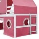 preview thumbnail 13 of 31, Castle Frame Bed Wood Loft Bed Loft Bed Convertible To Mini Playground with Pink Tent and Tower, Child Bed Tent